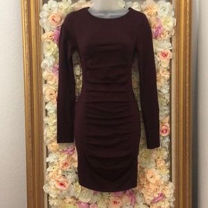 Sexy midi sparkly maroon dress